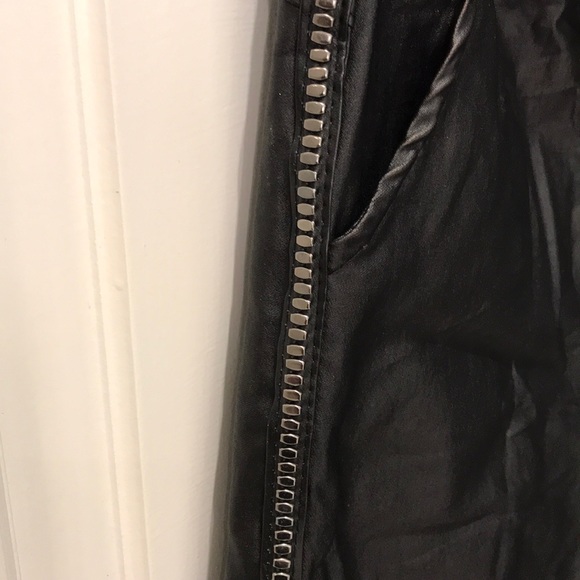 Black Vegan Leather Crinkle Pants - Picture 4 of 6